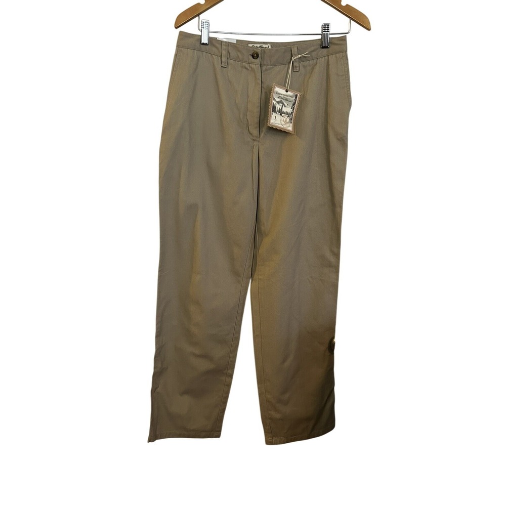 Eddie Bauer Pants Womens 12 Beige Khakis Flat Front Signature Twill Straight NWT